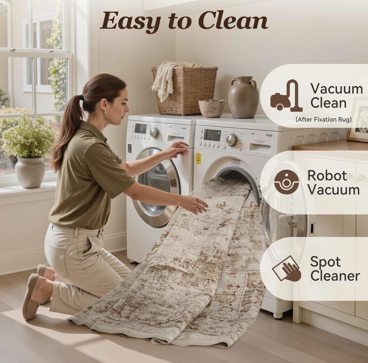 Machine Washable Distressed Runner Rug 2x6 ft - photo 3