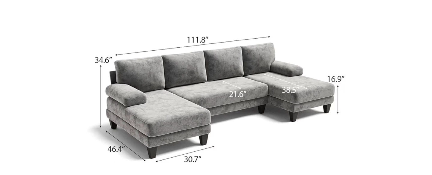 U-Shaped Sectional Sofa in Gray - photo 4