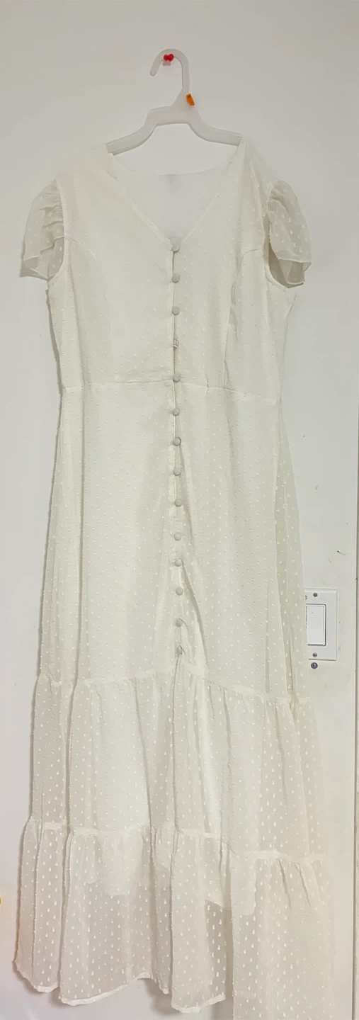 White Swiss Dot Midi Dress