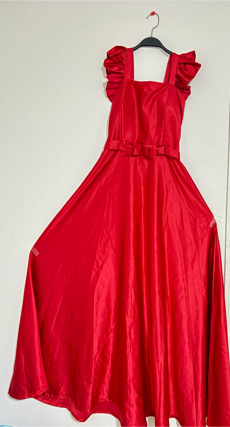 Red ruffled midi dress - photo 2
