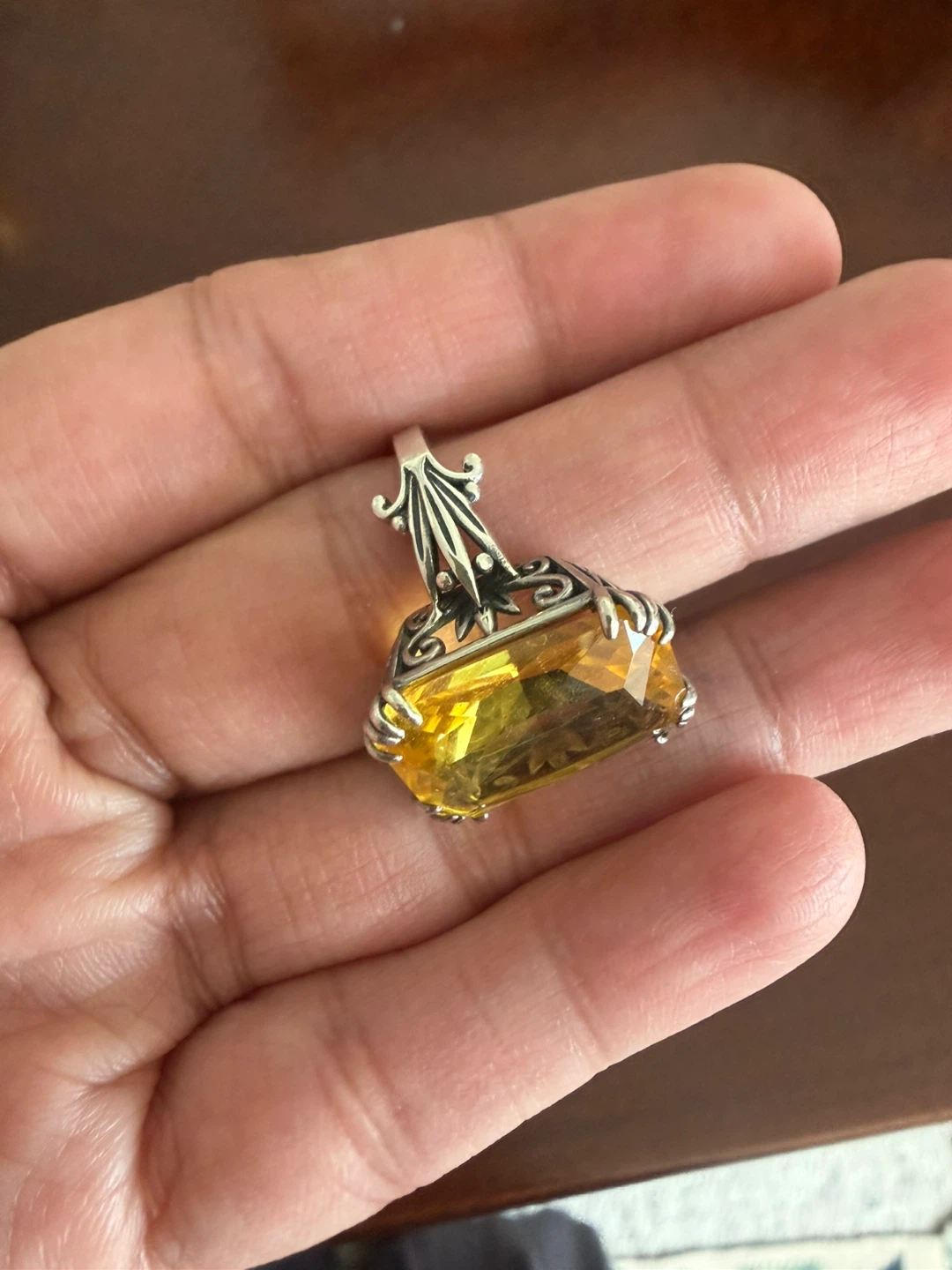 Silver (925) & Citrine Statement Ring - photo 2