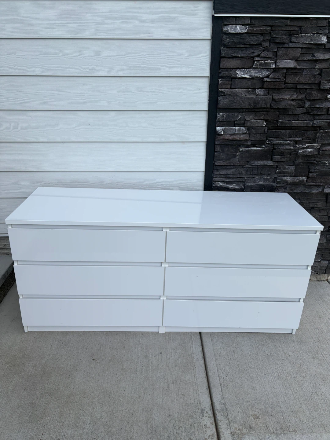 white dresser with 6 drawers