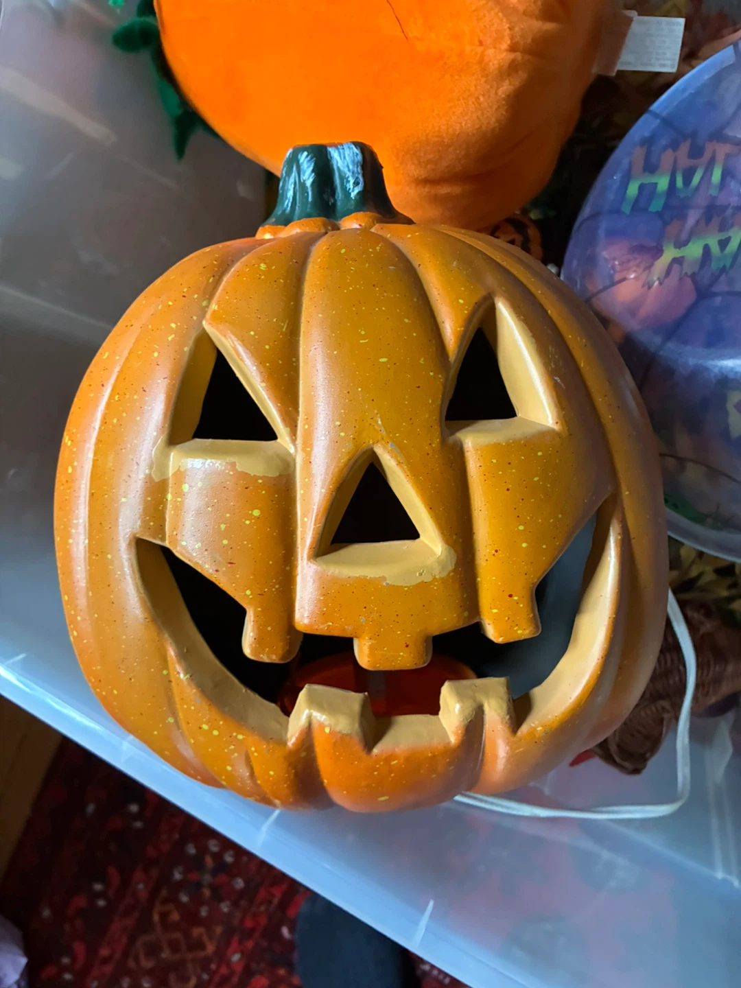 Light-Up Halloween Jack-O-Lantern Pumpkin 10" Plug-In Decor - photo 3