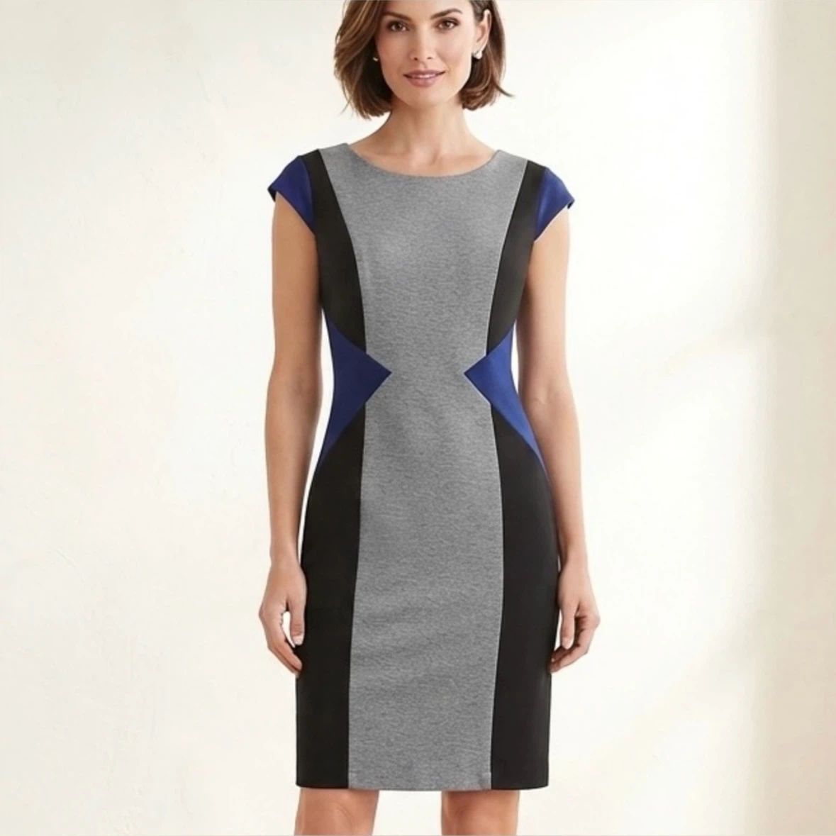 London Times Color Block Bodycon Sheath Dress Size 8