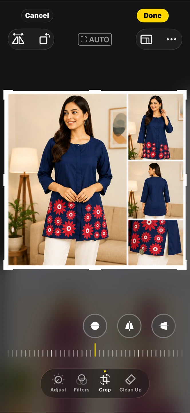 Blue Tunic with Red Floral Pattern
