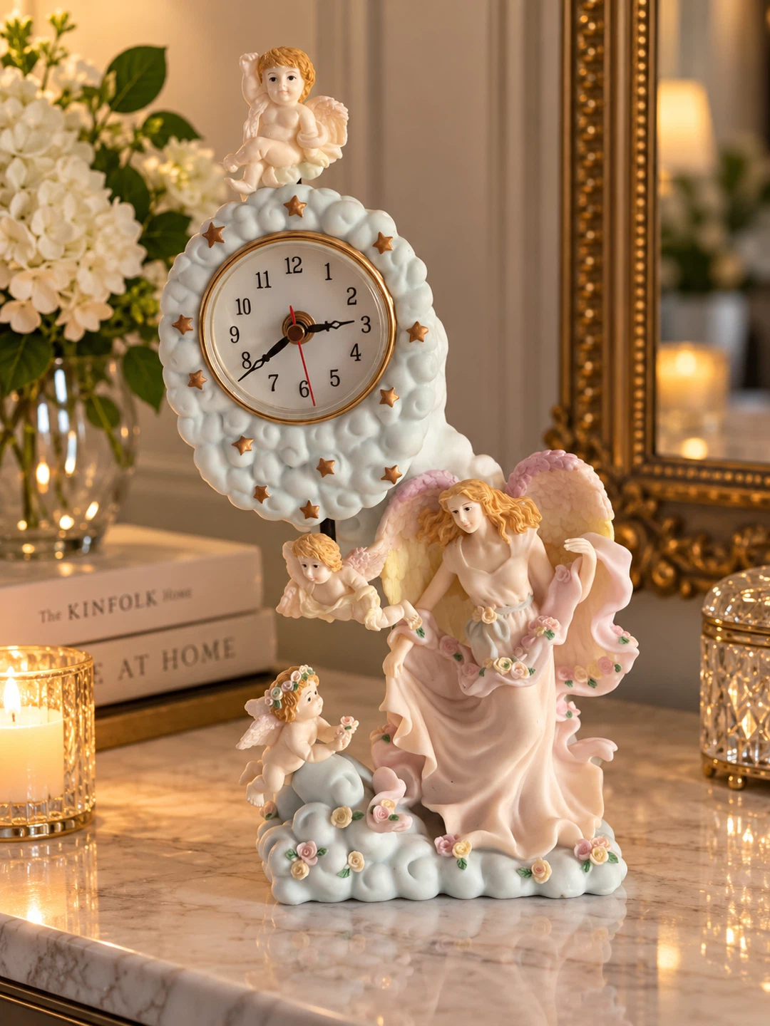 Angel and Cherubs Decorative Desk Clock