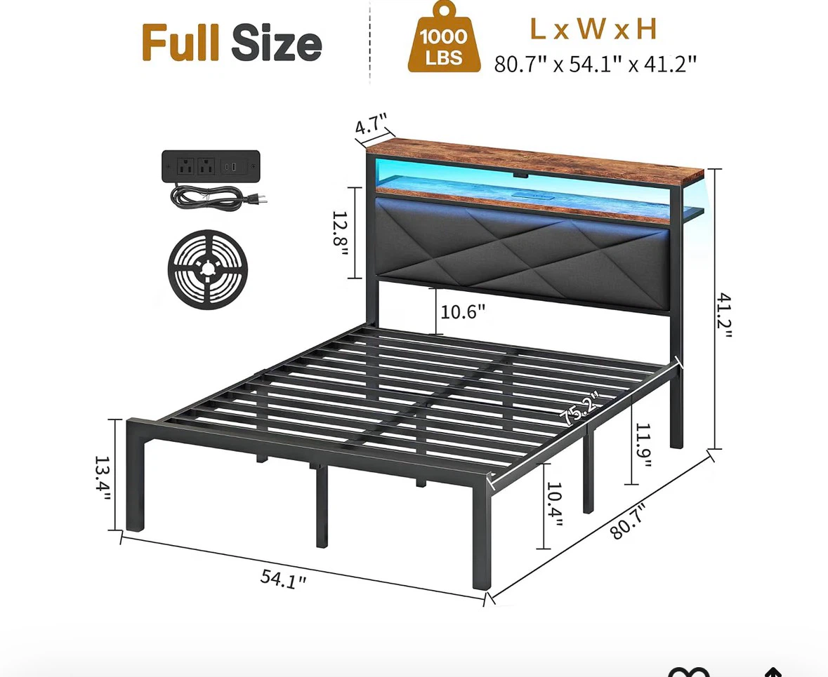 Double-size bed frame + mattress