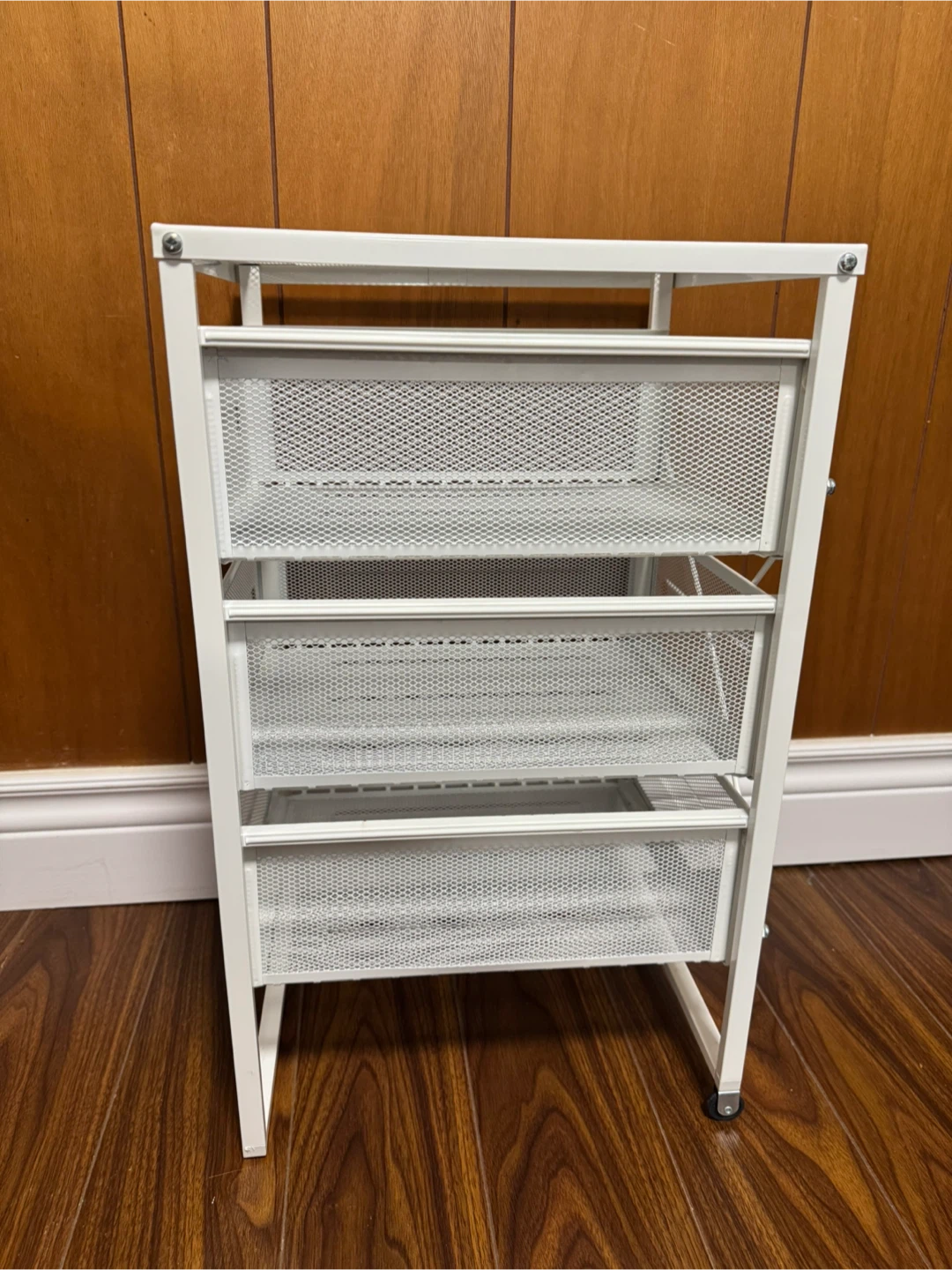 White 3-Drawer Mesh Storage Cart - photo 4