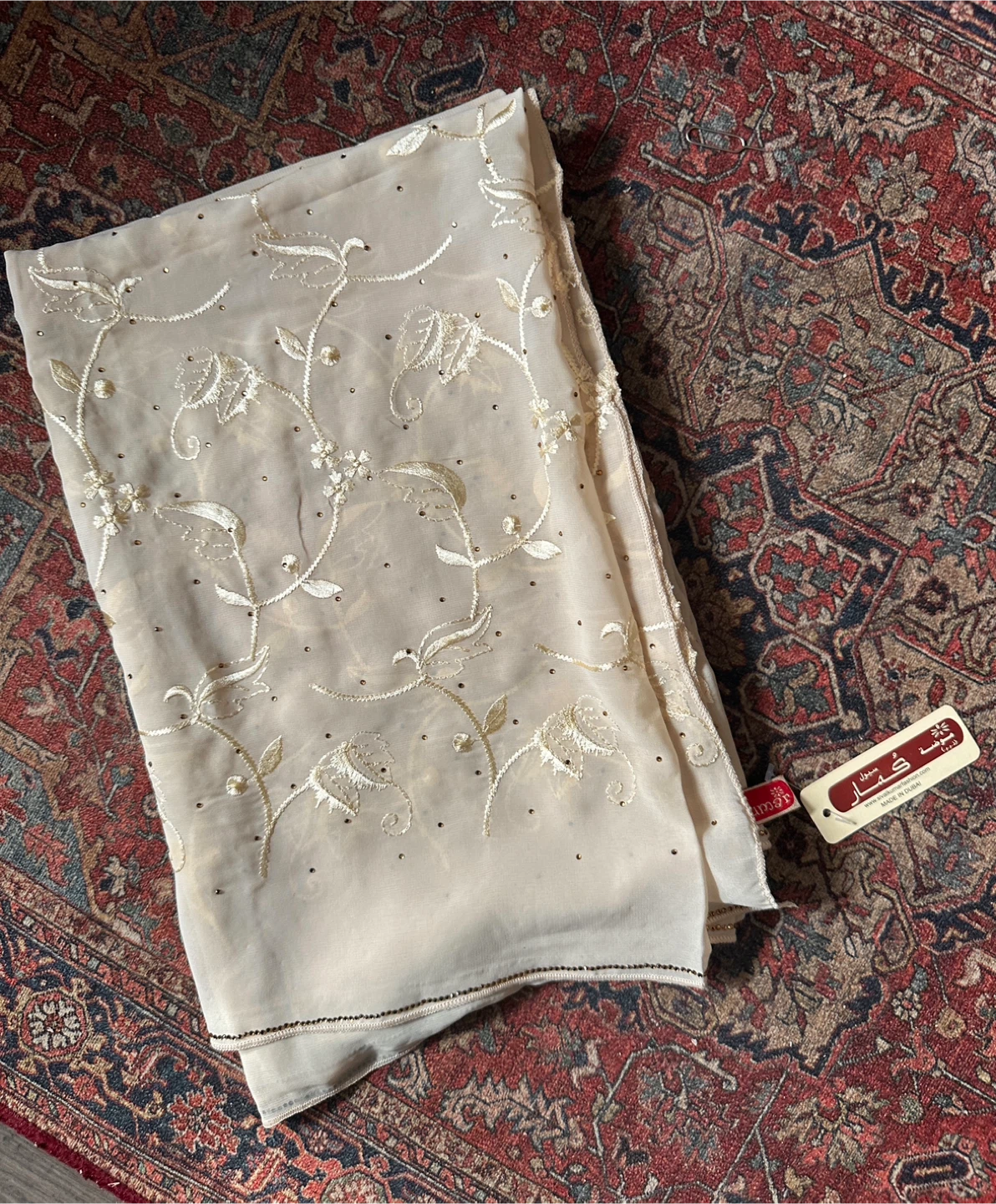 Cream Embroidered Shawl/Scarf - New