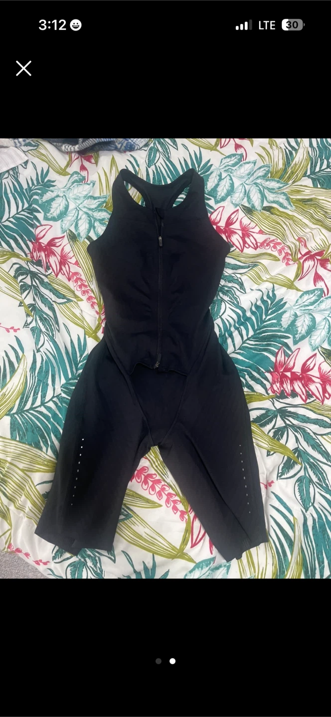 Lululemon Black Zip-Front Romper size 2