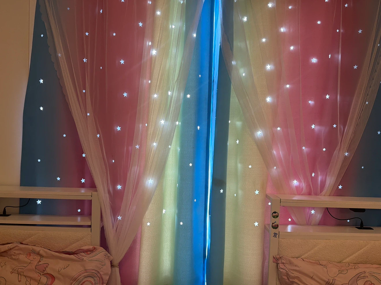 Rainbow Star Cutout Curtains