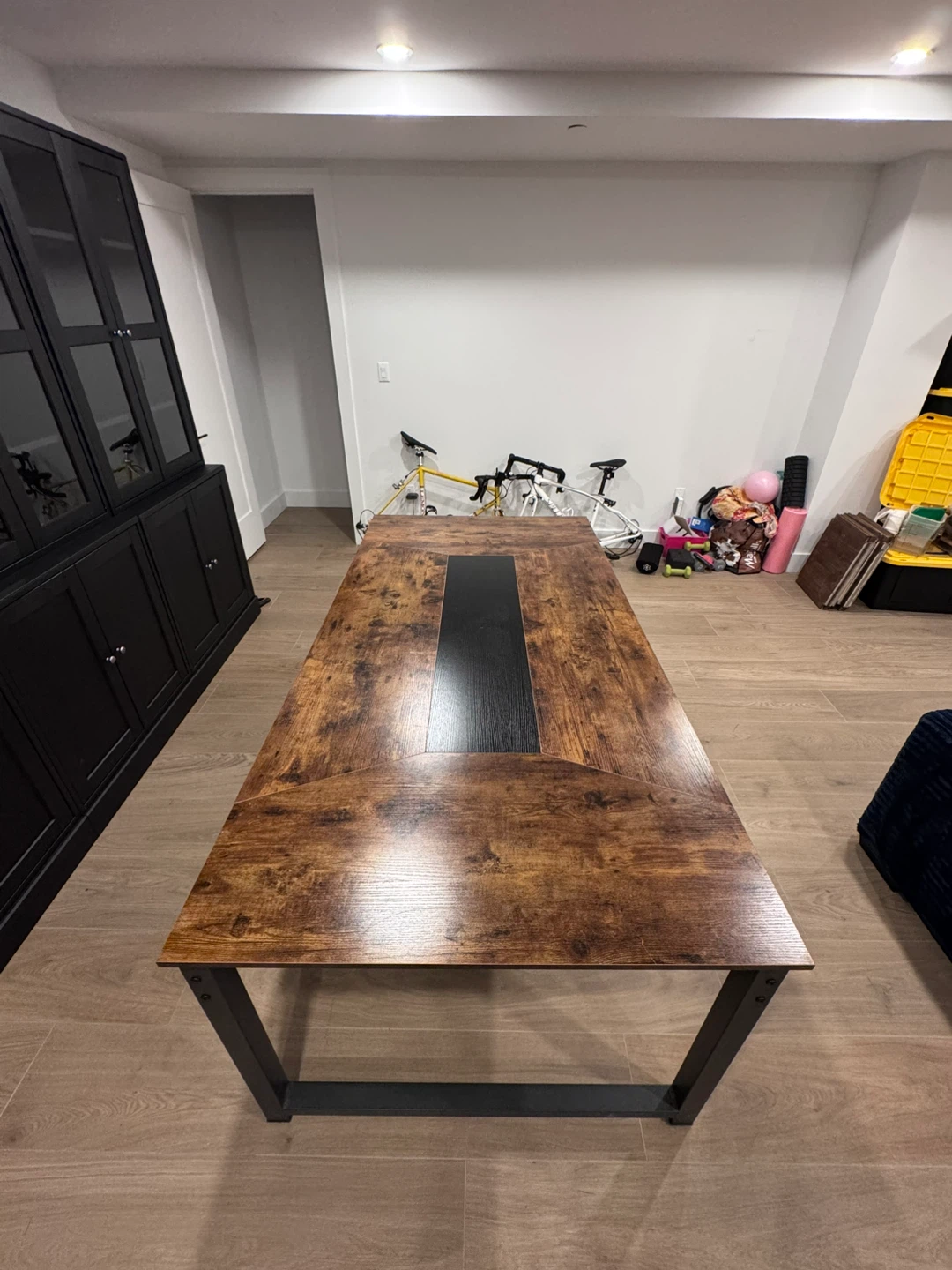 Industrial Style Wood and Metal Dining Table