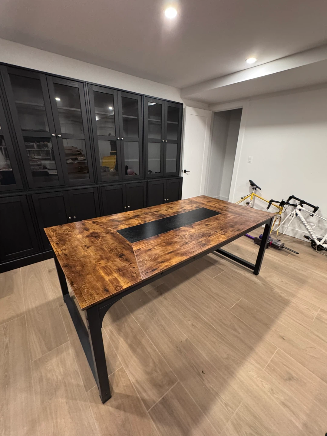 Industrial Style Wood and Metal Dining Table - photo 2