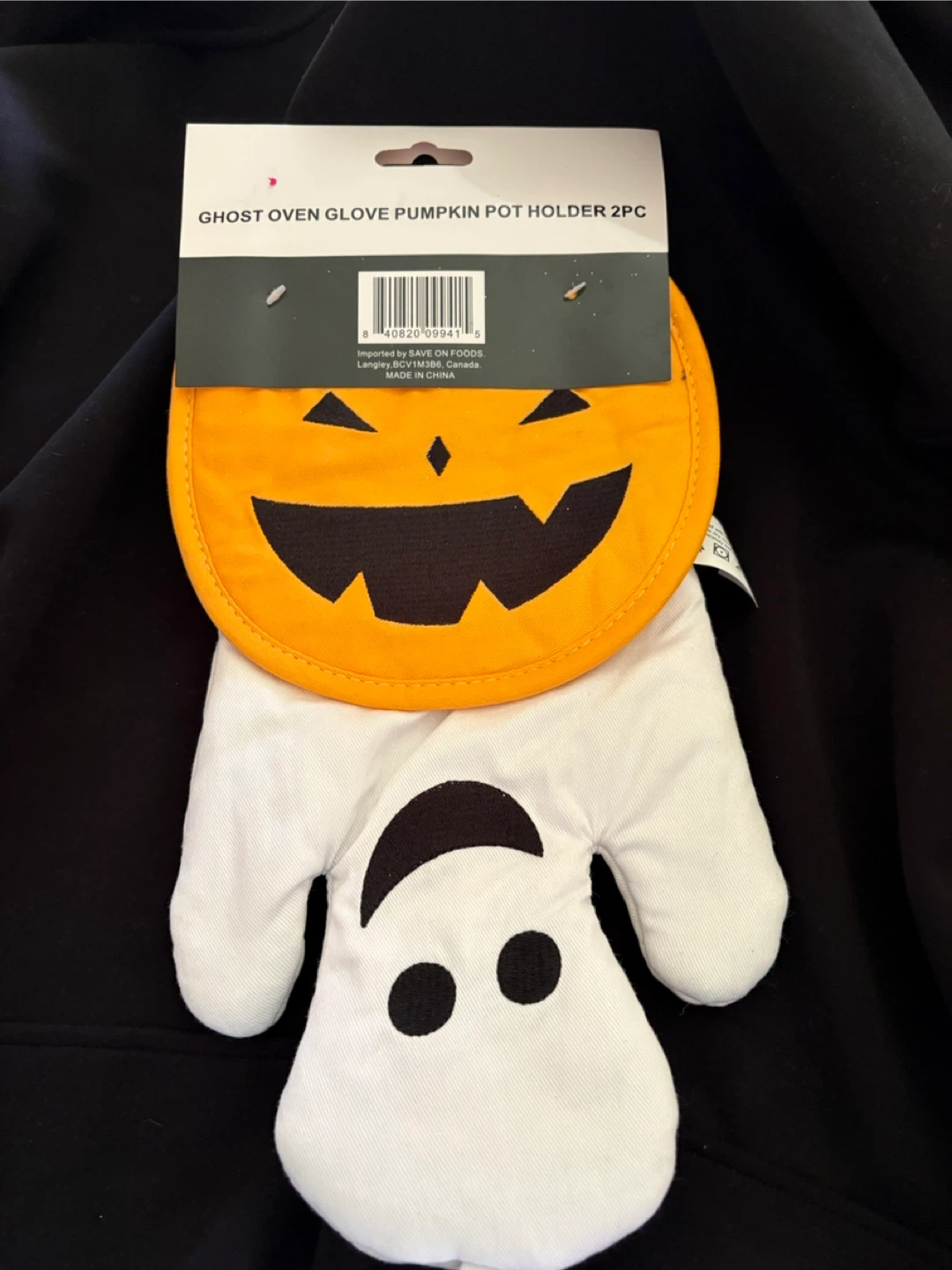 New Halloween Ghost Oven Glove and Pumpkin Pot Holder 2pc