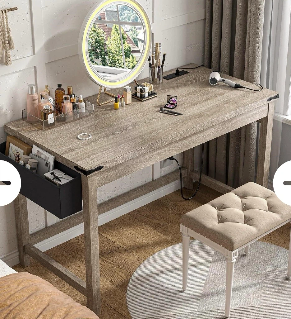 Rustic Wood Desk with Built-in Power Outlet - photo 2
