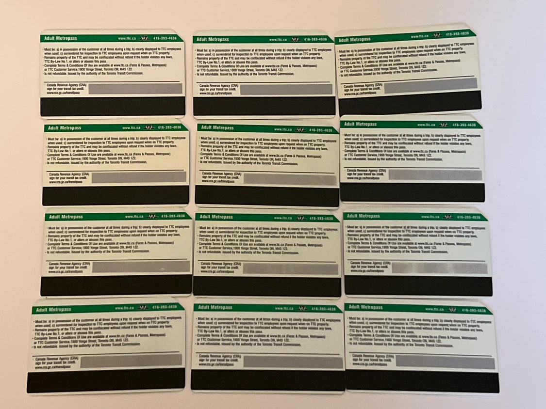 Set of 12 Toronto Transit Commission Metropasses from 2012 - photo 2