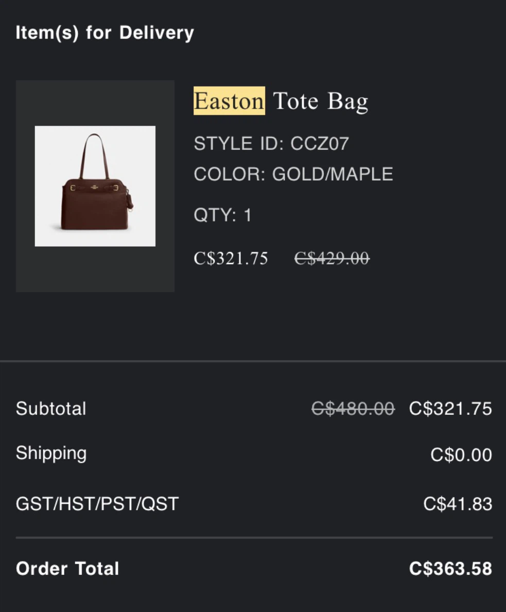 Coach Easton Tote Bag - photo 3