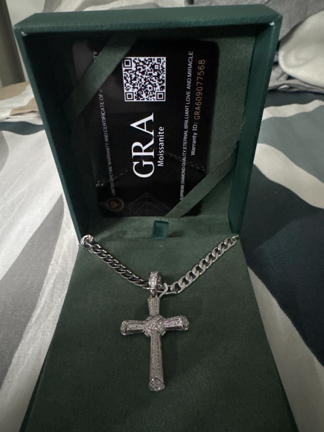 GRA Moissanite Cross Necklace with Box and Certificate