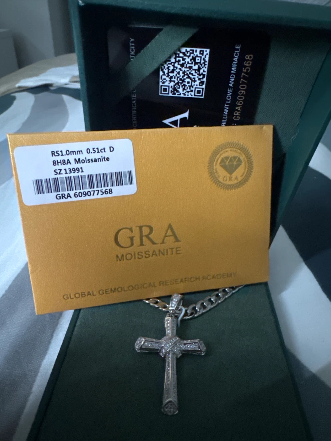 GRA Moissanite Cross Necklace with Box and Certificate - photo 2