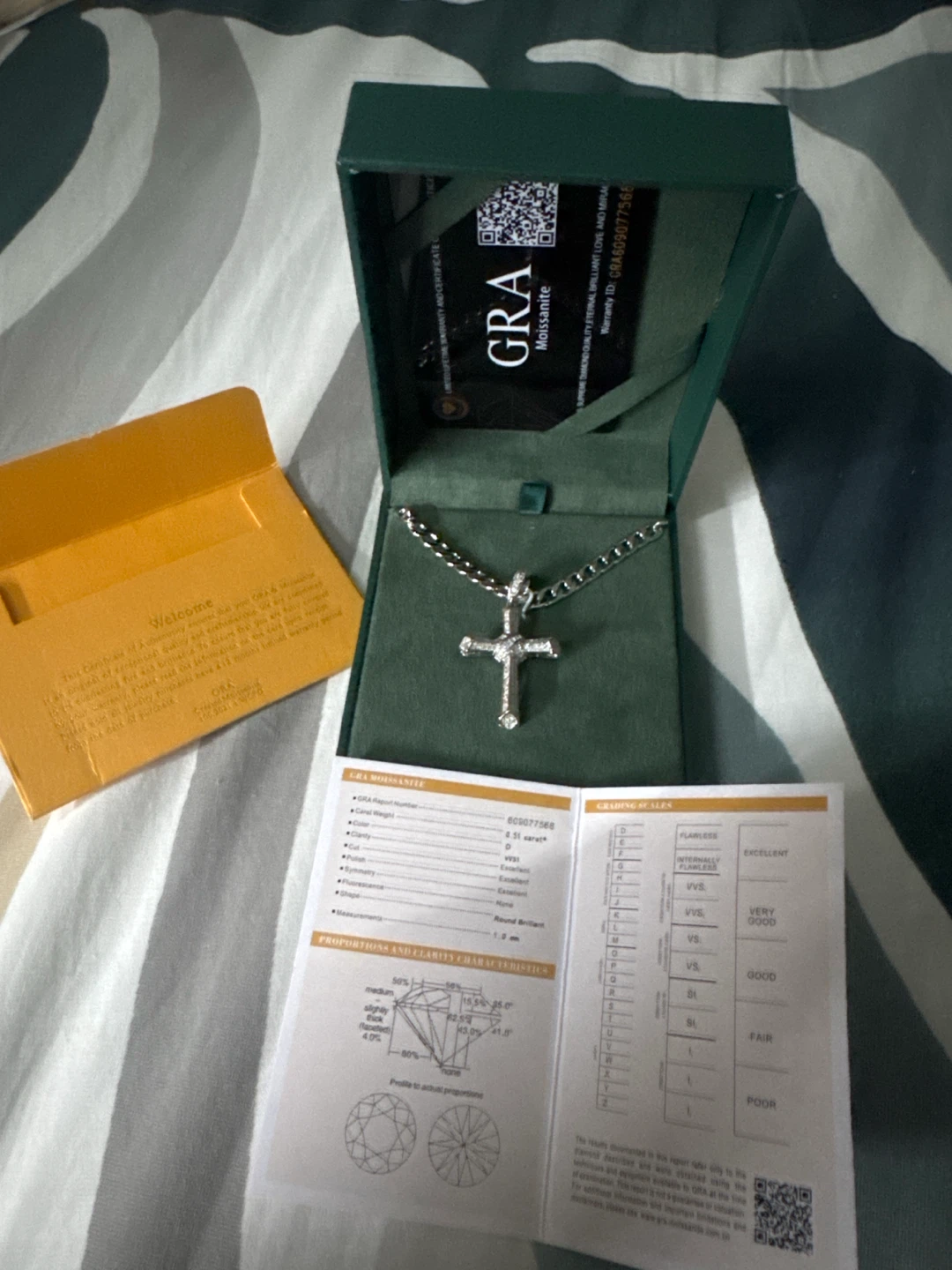 GRA Moissanite Cross Necklace with Box and Certificate - photo 3