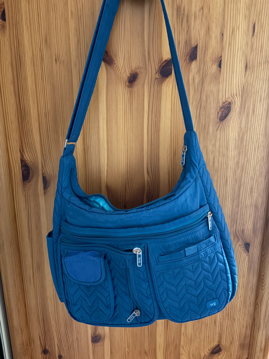 Lug Quilted Crossbody Bag in Teal/Ocean Blue