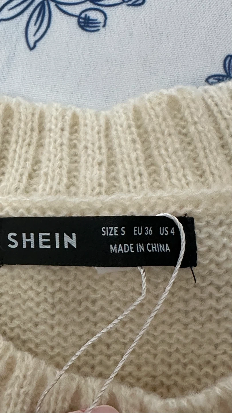 SHEIN MOD Cream Floral Knit Vest - photo 3