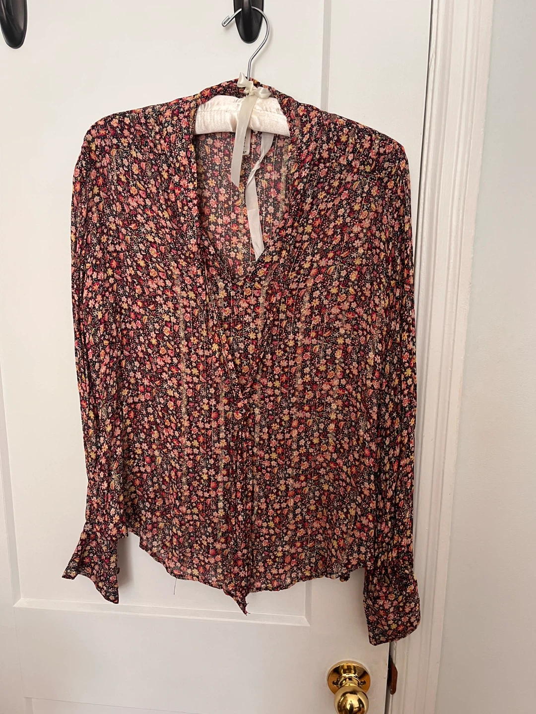 Mango Sheer Floral Print Blouse Size 4