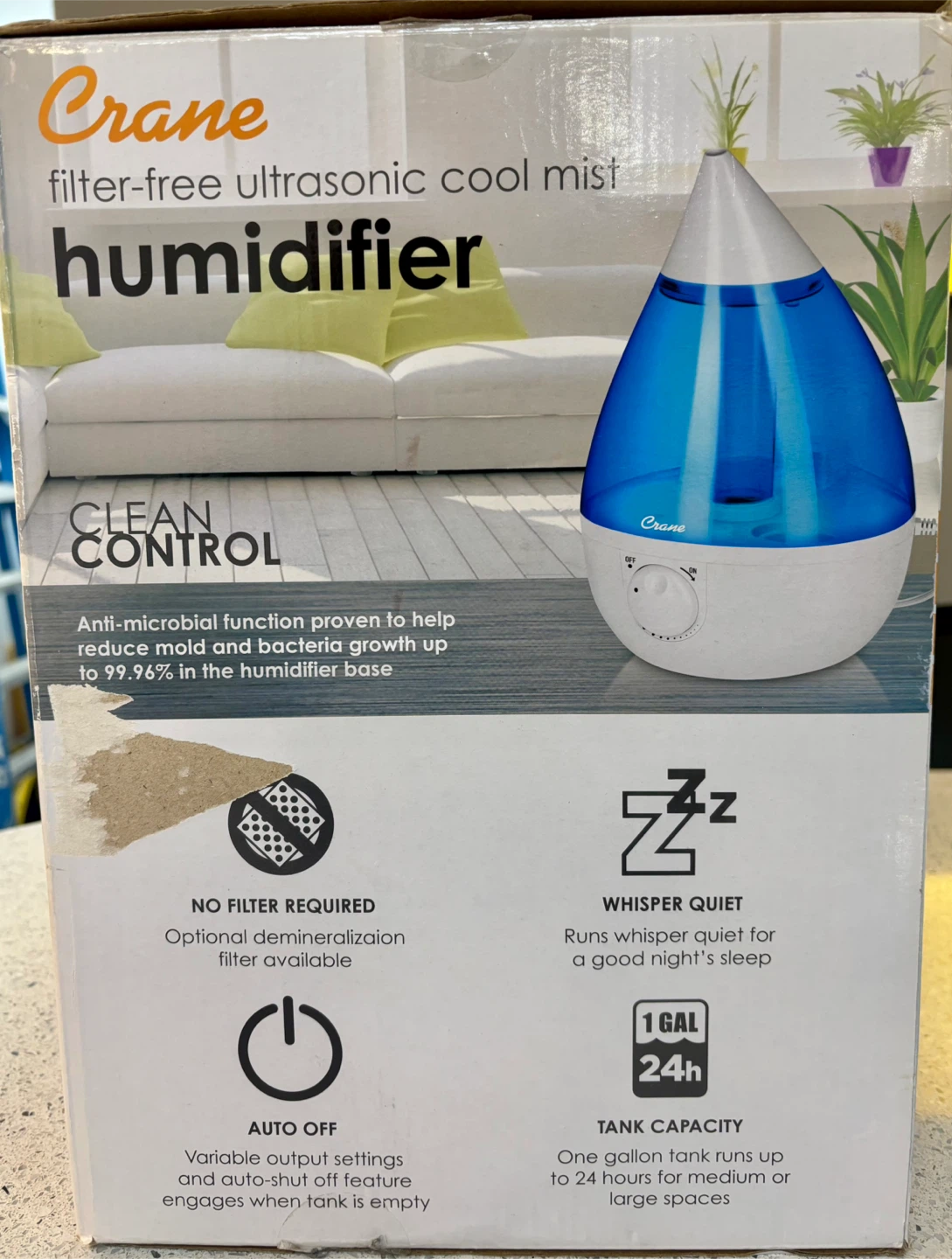 Crane Filter-Free Ultrasonic Cool Mist Humidifier - photo 2