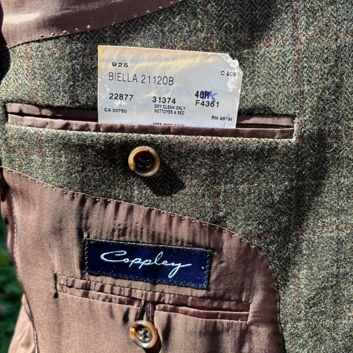 Coppley Gary Waters green plaid Wool Blazer 40R - photo 3