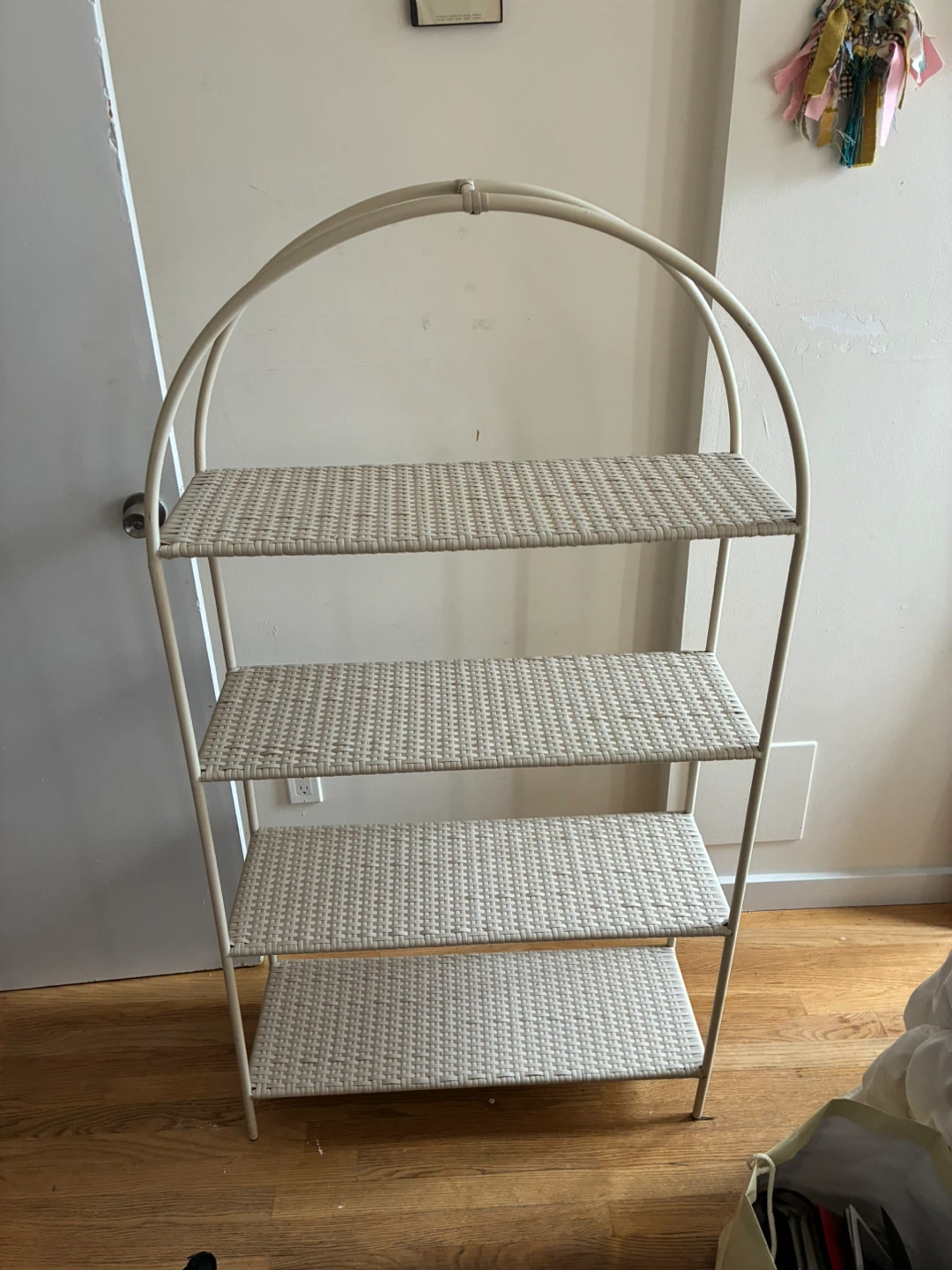 Cream Wicker Arch Shelf