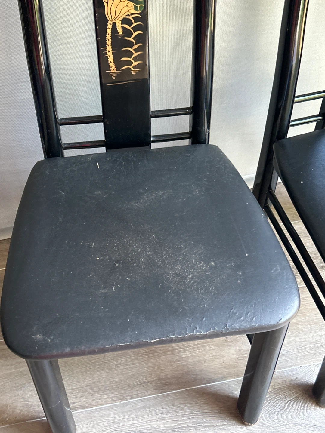Set of 2 Black Lacquer Dining Chairs - photo 2