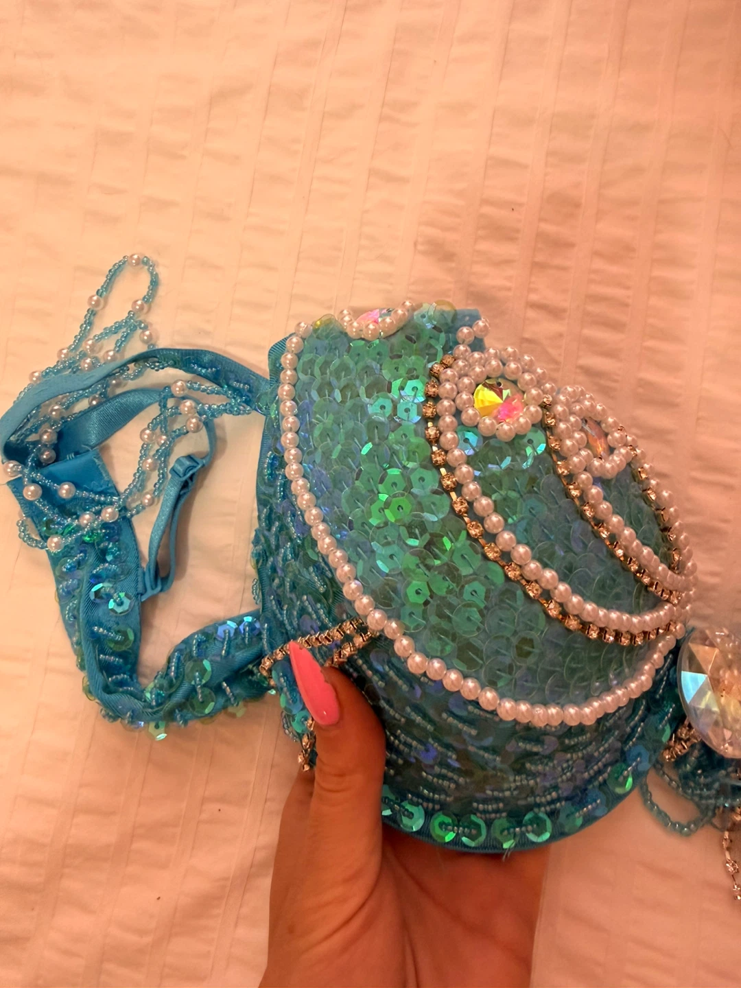 Blue Sequin Mermaid Bra 34B - photo 3