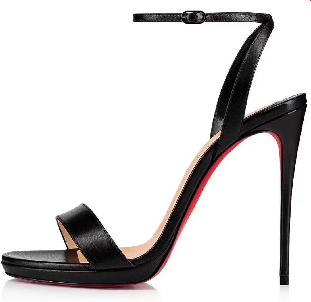 Christian Louboutin Black Leather Strappy Heels Size 37 - photo 2