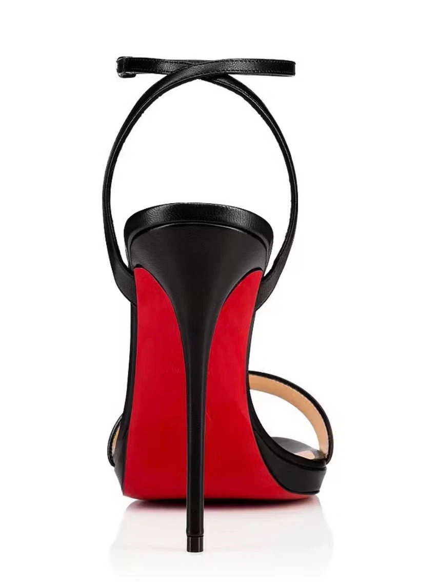 Christian Louboutin Black Leather Strappy Heels Size 37 - photo 3