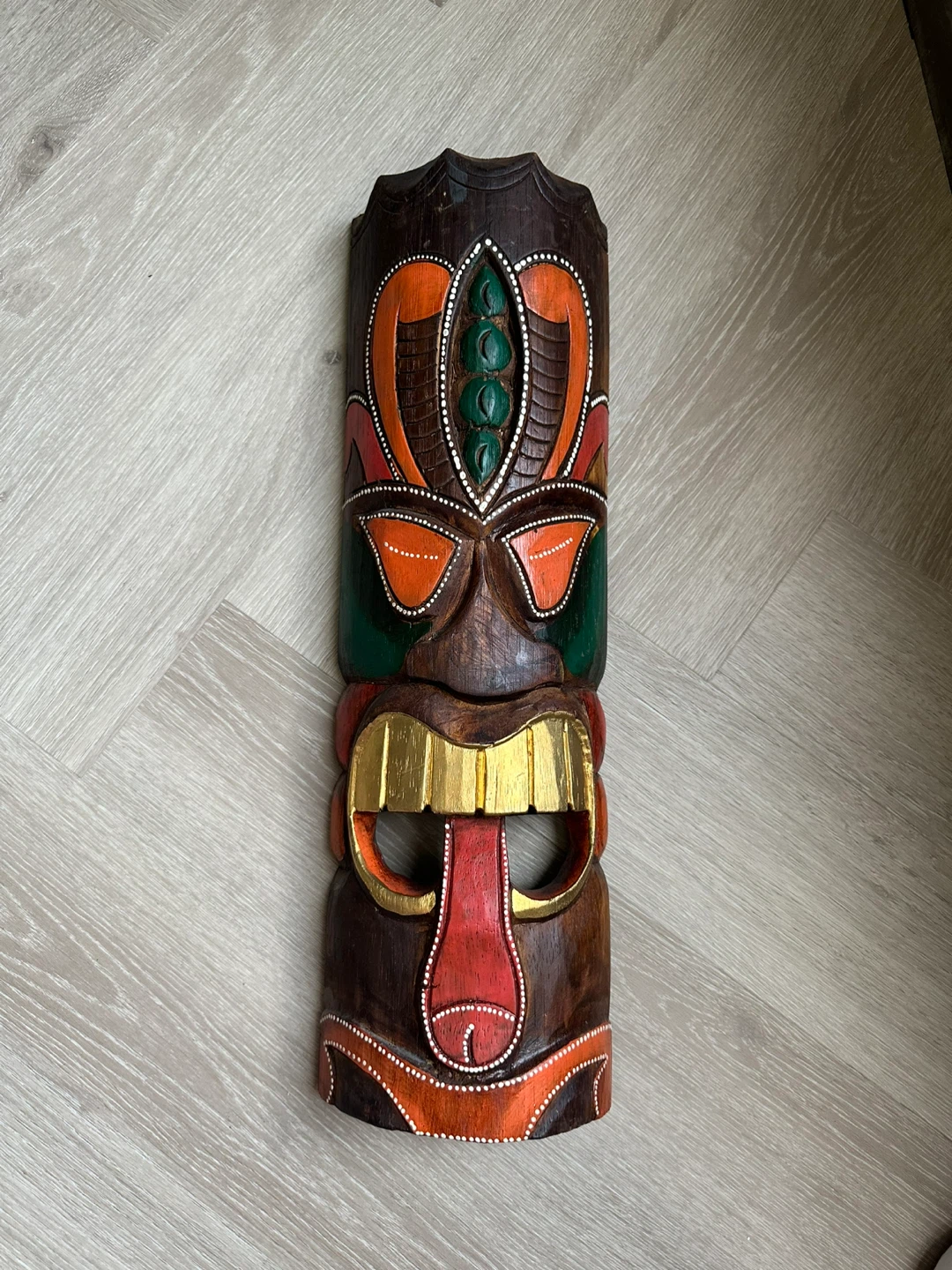 Decorative Hand-Carved Wooden Tiki Mask