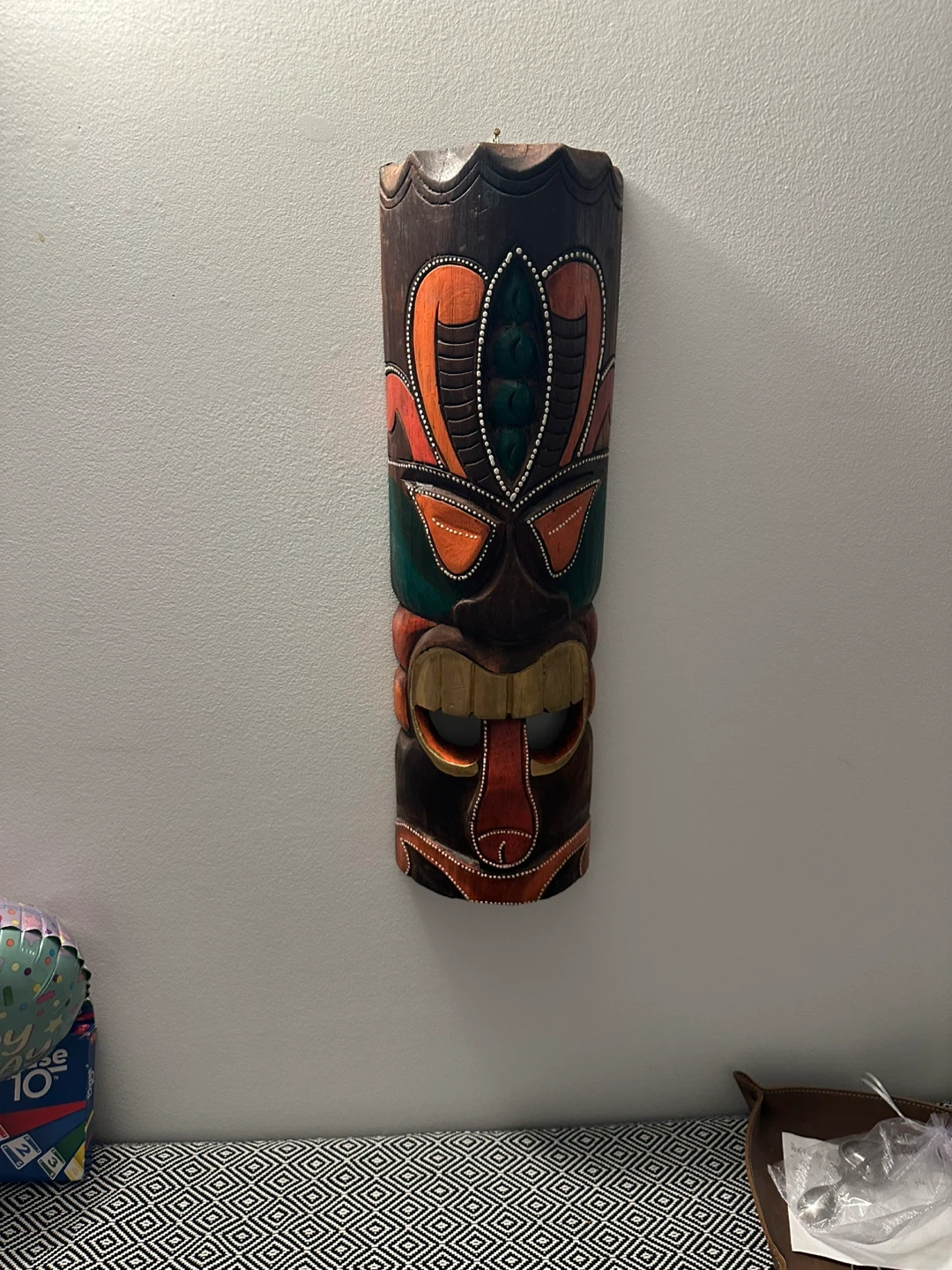 Decorative Hand-Carved Wooden Tiki Mask - photo 3