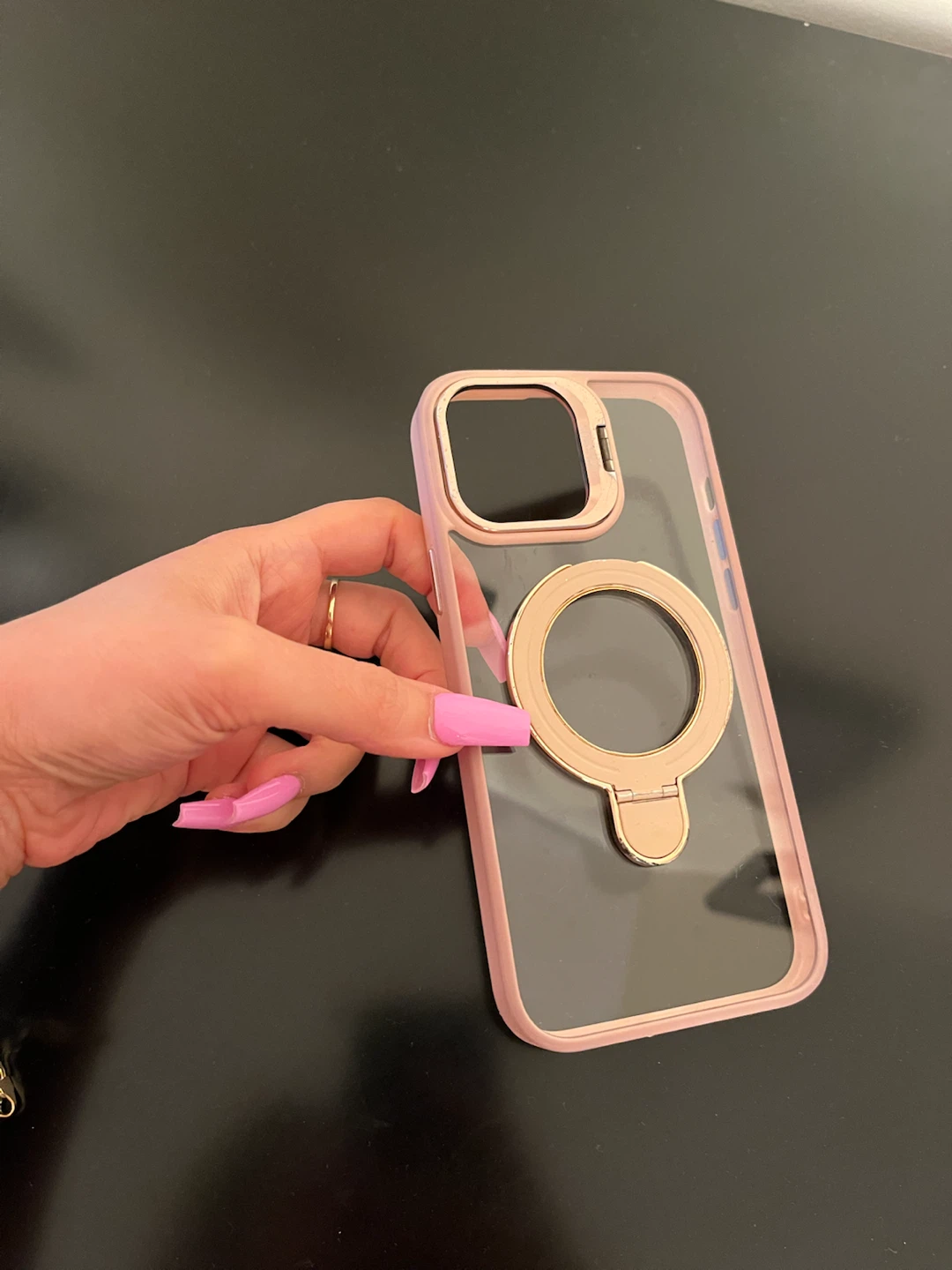 Pink iPhone Case with Ring Stand