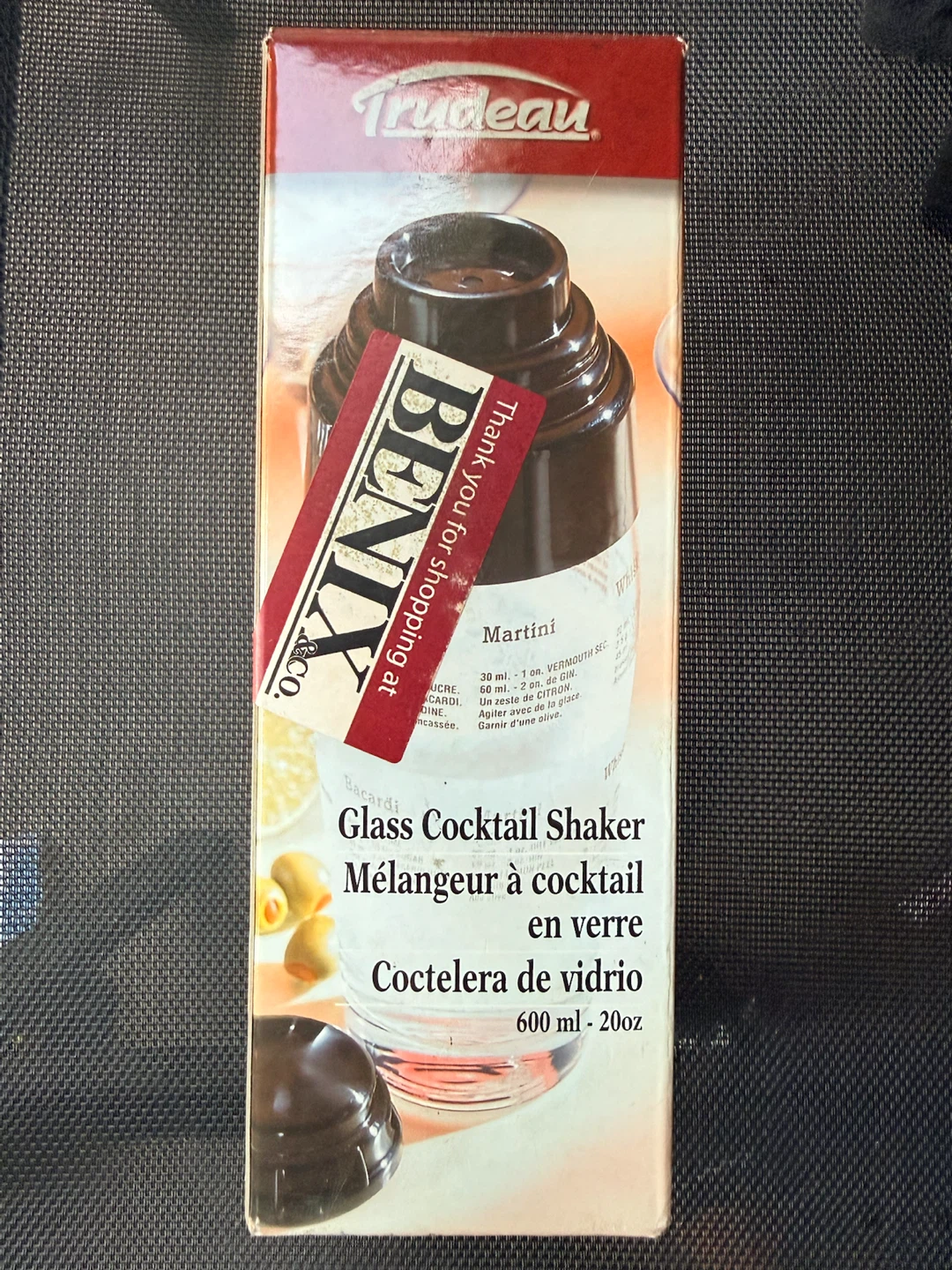 BRAND NEW: Trudeau Glass Cocktail Shaker