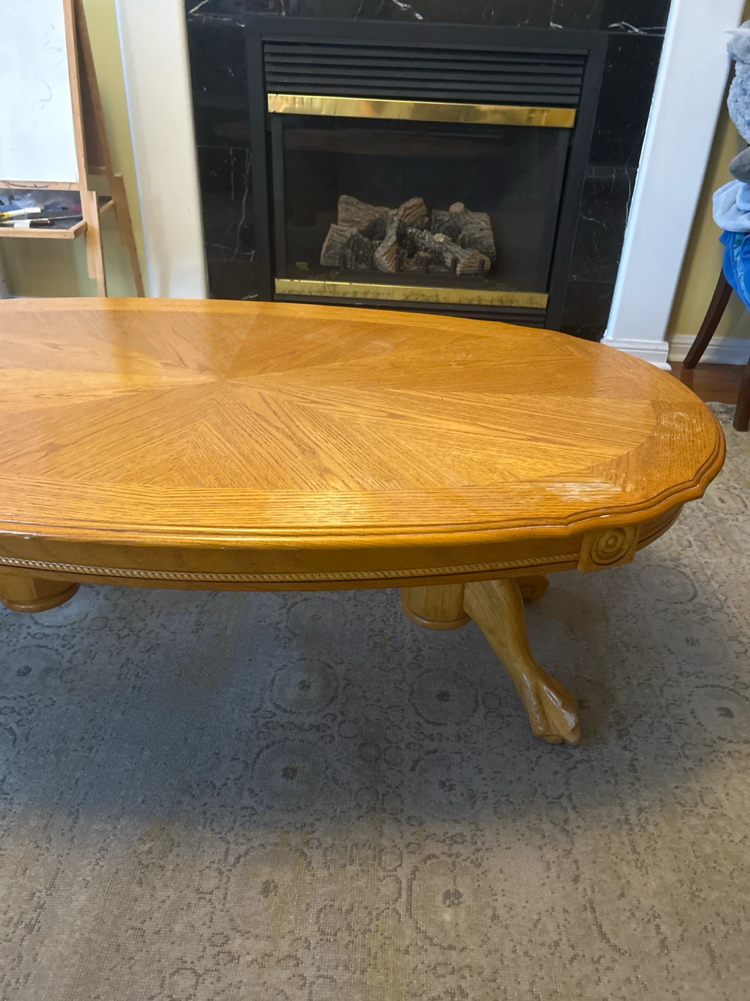 Oval Oak Coffee Table with Claw Feet - photo 2