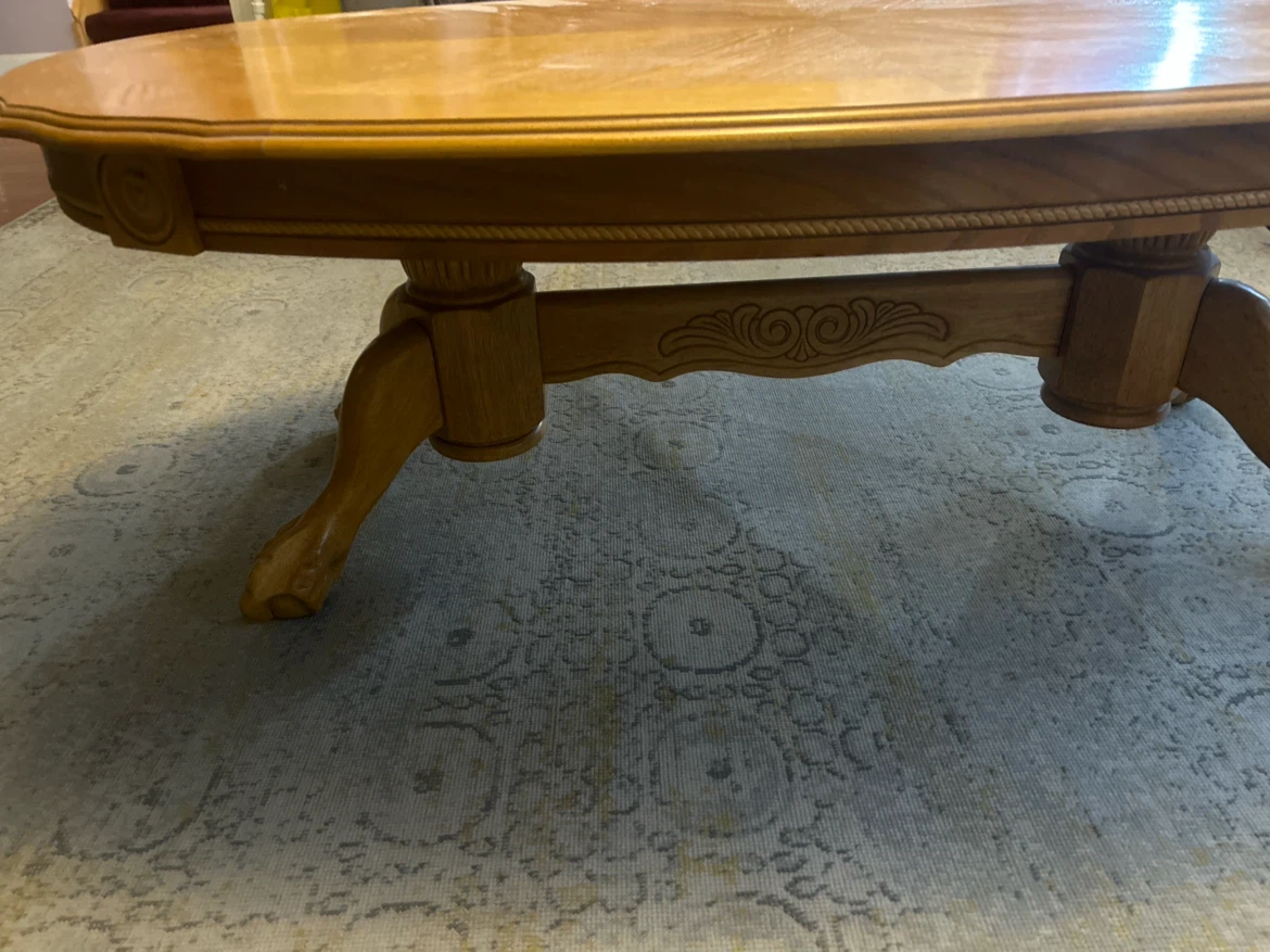 Oval Oak Coffee Table with Claw Feet - photo 4