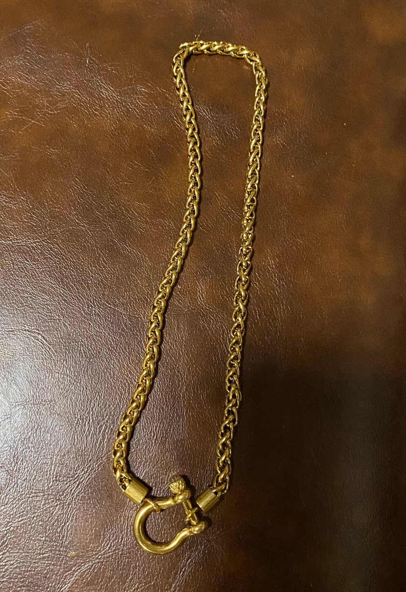 Gold-Tone Chain Necklace with Shackle Clasp