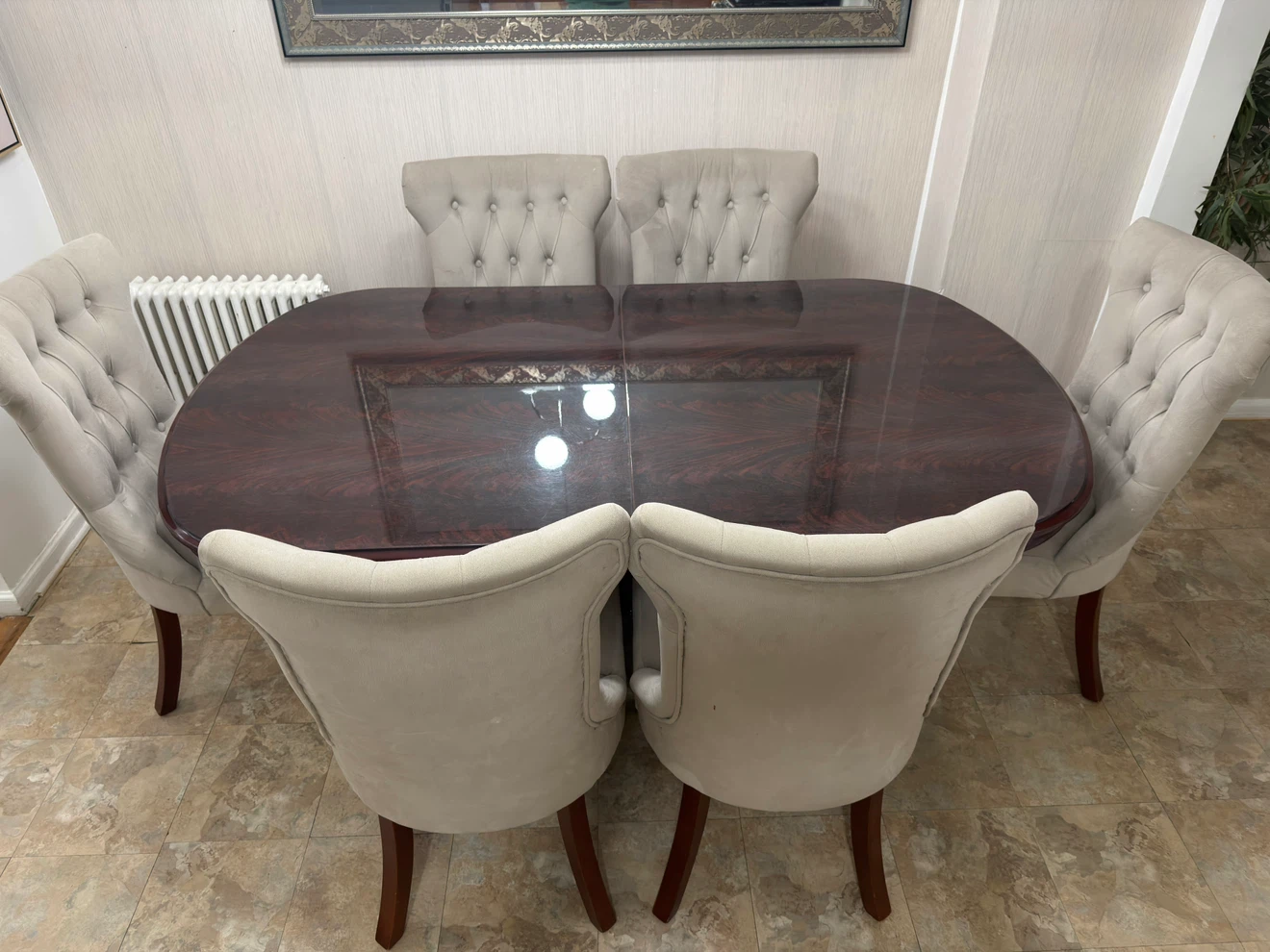 Dining Table with 6 Tufted Chairs