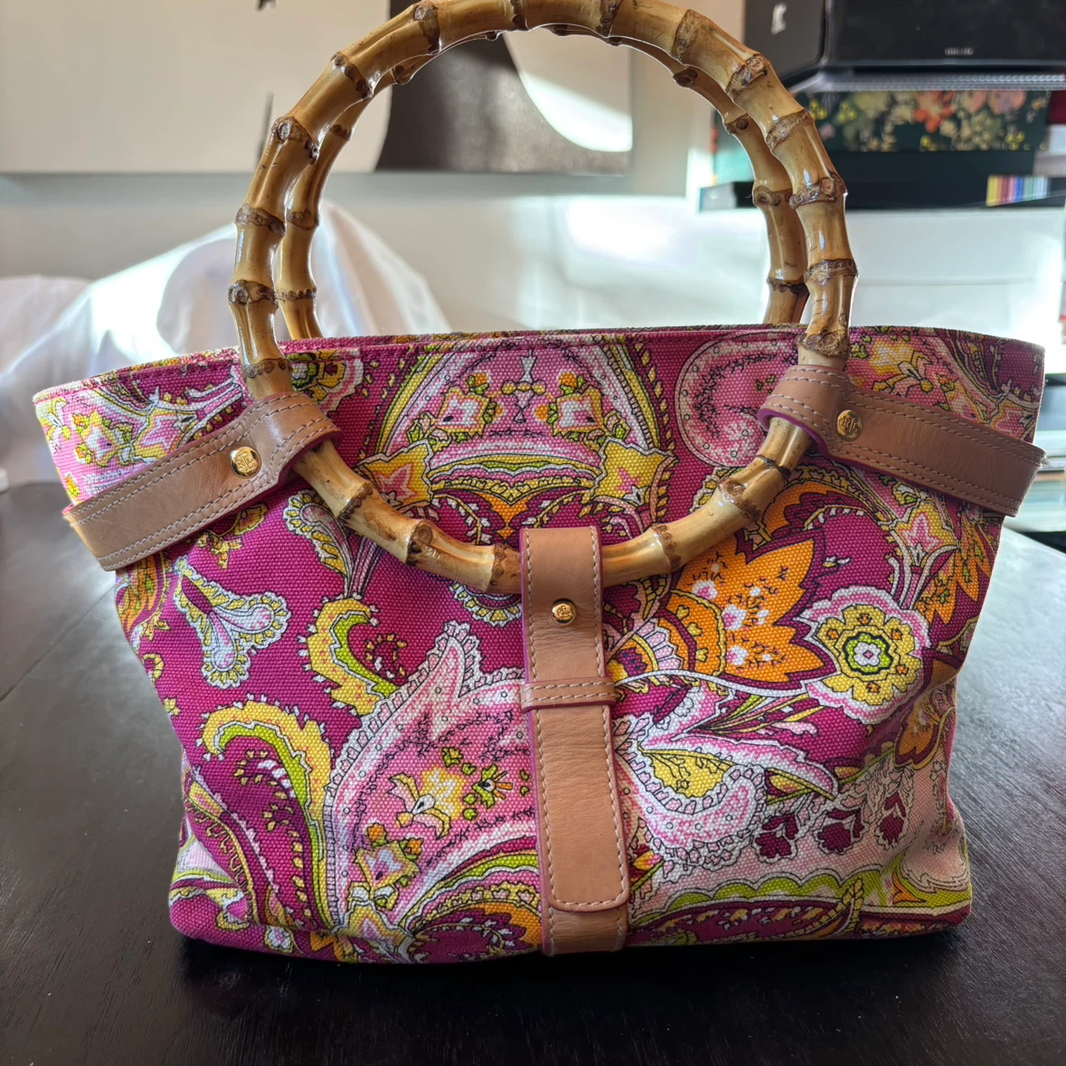 Lauren Ralph Lauren Paisley Tote with Bamboo Handles - photo 3