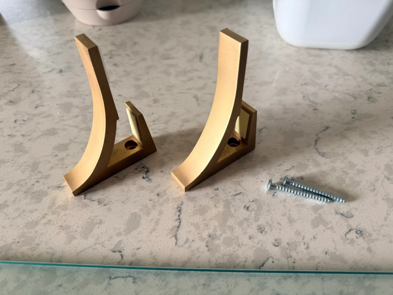 Glass Wall Shelf with Brass Brackets - photo 2