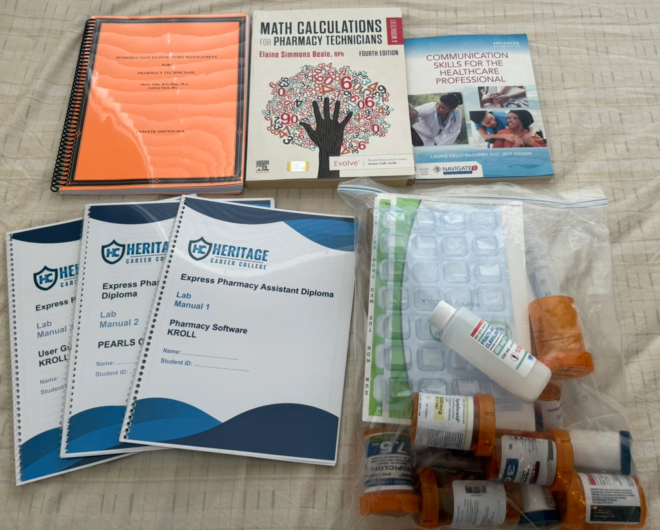 Heritage college pharmacy assistant books and lab kit