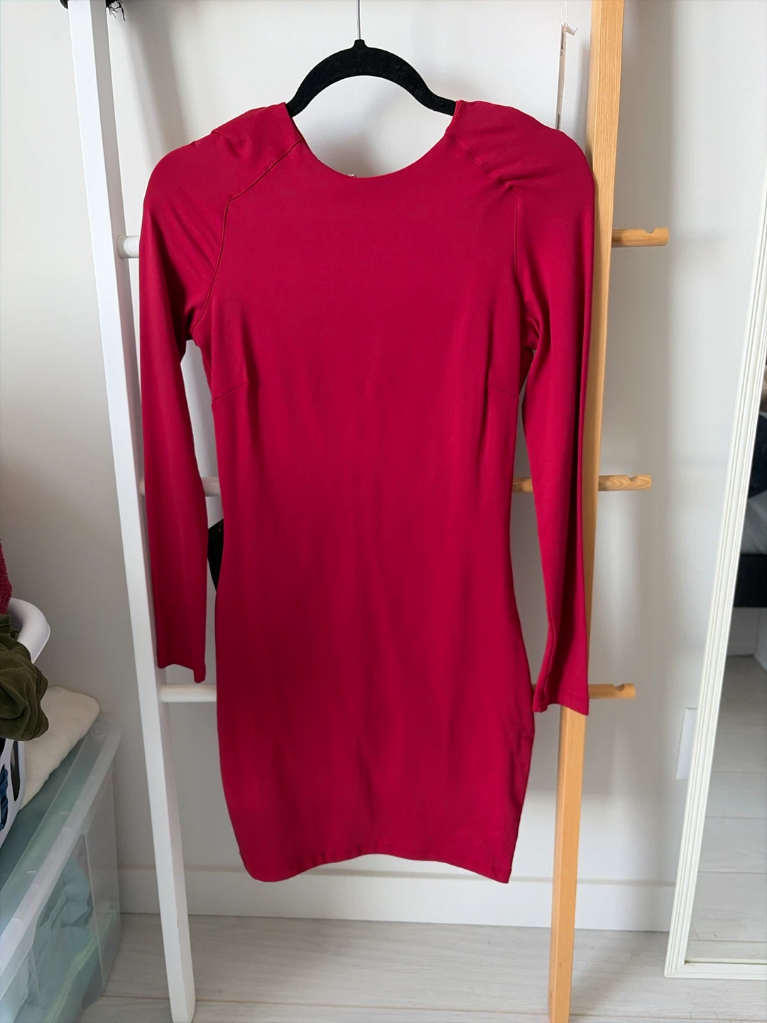 Bebe Red Long Sleeve Dress
