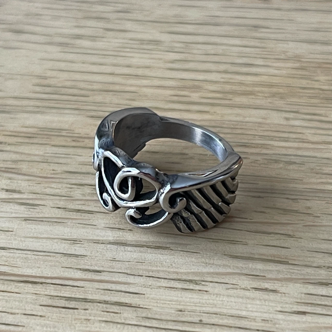 Winged Heart Stainless Steel ring (size 5) - photo 3