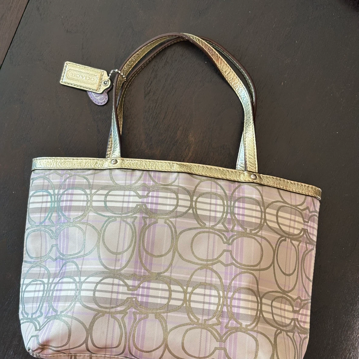 Coach Signature Plaid Tote Bag