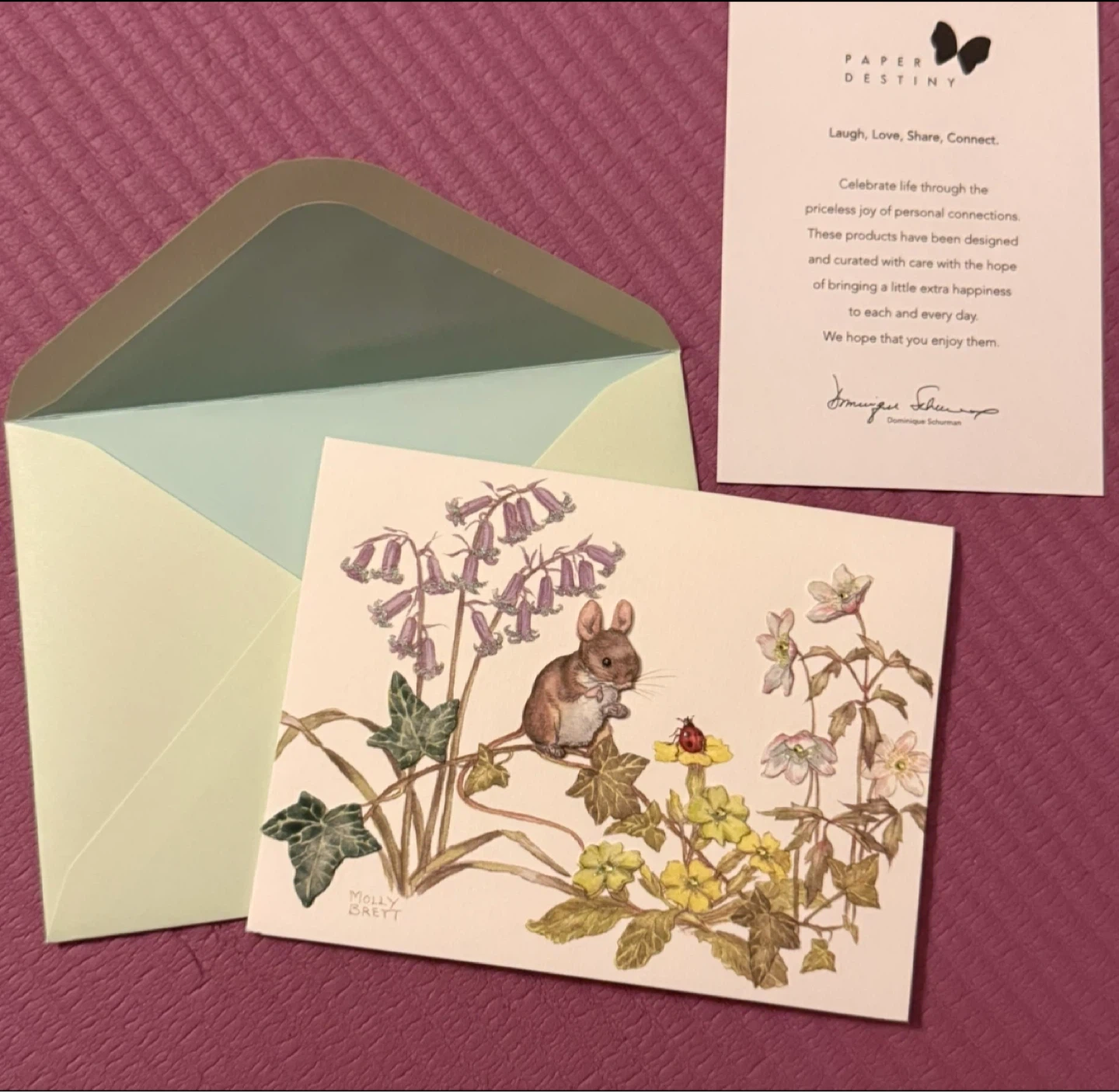 NEW✨Molly Brett Mouse and Flowers Greeting Card with Envelope