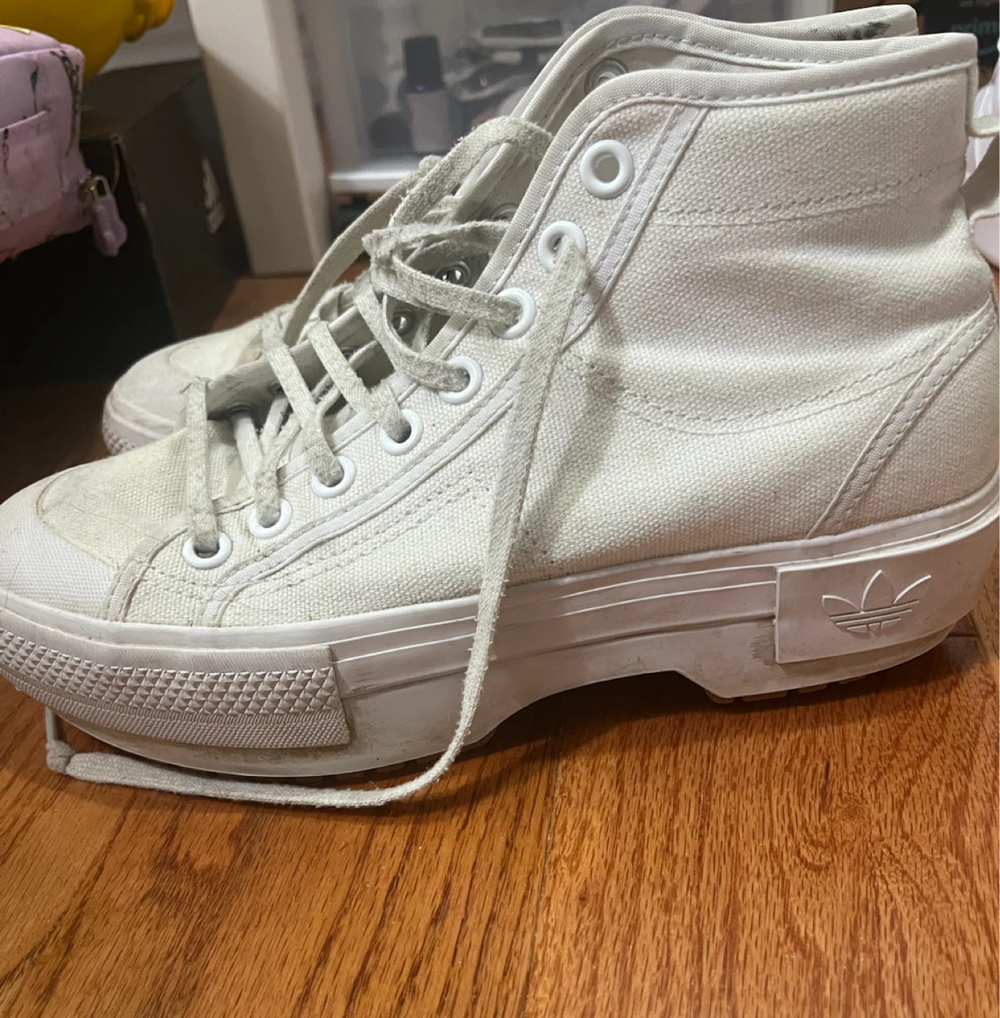 Adidas White High-Top Canvas Sneakers - photo 2